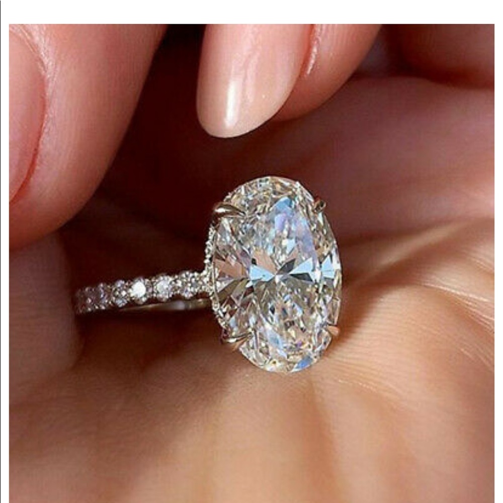 NEW 925 engagement wedding oval silver  ring
